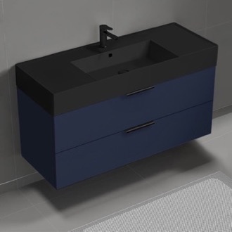 Bathroom Vanity Modern Bathroom Vanity With Black Sink, Wall Mount, 48